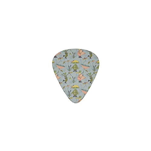 傘をさすカエル デザインギターピック guitar pick ティアドロップ型 エレキギター/アコースティックギター/クラシックギター/ベース等の練習に最適な12枚セット