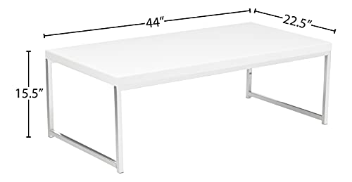 Osp Home Furnishings Wall Street Coffee Table With Chrome Base, White #TOP6