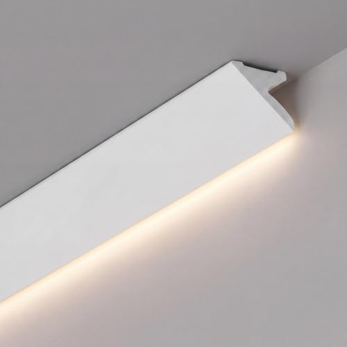 Image of Pushglossy 8 Pcs 47.24 inch(Total 31.5 Ft) Ceiling Crown Molding with LED Duct Kit for Seamless Ambient Accent Lighting Waterproof Channel for Easy LED Trim Moulding Strip Installation(Triangle)