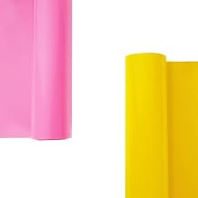 guangyintong Heat Transfer Vinyl HTV Rolls, 12" x 8ft Yellow & 12" x 40ft Pink Iron on Vinyl for T-Shirts, Glossy Surface Sticky HTV Vinyl Easy to Cut &Weed for All Cutter Machines