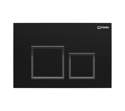 FEINER® Betätigungsplatte – Geberit Drückerplatte Schwarz kompatibel, passend für Sigma Vorwandelement, UP300, UP320, UP700, UP720 – 2-Mengen-Spülung – Mattschwarz / Chrom