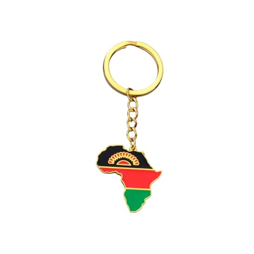 LUTAKU Porte-clés carte africaine 44 styles – Acier inoxydable doré émaillé National Pride accessoire femmes hommes porte-clés sacs porte-clés sœurs frères cadeaux d'anniversaire, MALAWI, taille