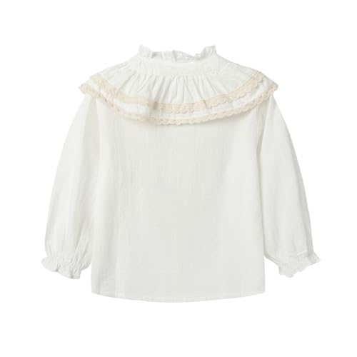 Image of Mud Kingdom Girls Blouse Shirts Spring Fall Long Sleeve Button-Down Top Ruffle Collar