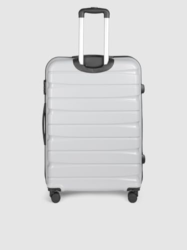 Image of Teakwood 76 CM Unisex Trolley Bag for Travel, Hard Cabin Trolley Large Travel Suitcase Bag, Lock System 360 Degree 8 Rotating Wheels (76 CM, Metallic Silver)