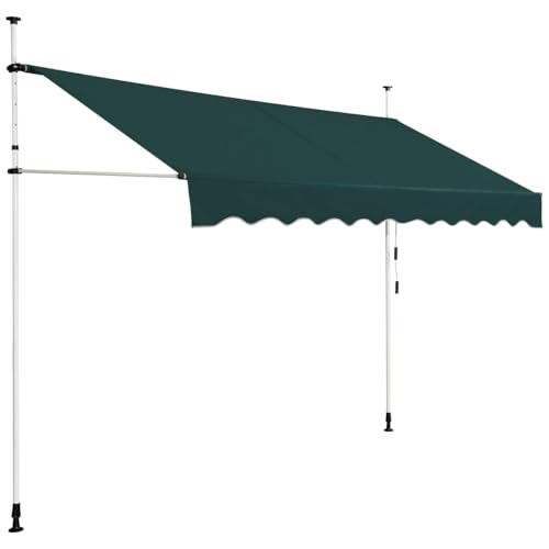GOPLUS Toldo Retráctil Manual, Toldo Enrollable Impermeable con Manivela, Altura Ajustable 2-3M, Toldos Exterior Terraza Balcón Jardín (Verde, 3 m)