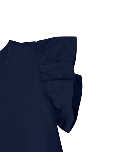 Image of Girls' Summer Shirts Cute Tops Ruffle Sleeve Crew Neck Casual Tees