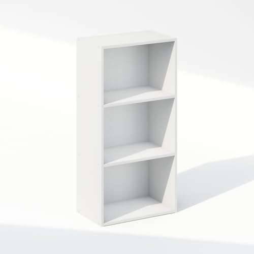 Image of Furinno Reed Closet Organizers and Storage, 3-Tier Closet Organizer, Open Shelf Closet Storage, for Wardrobe, Bedroom, Living Room, White