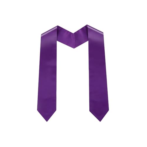 Hrlace Abschluss Stola Unisex Abschlussstola Schulabschlussstola Einfach Abschluss-Stahl einfarbige Abschlussschärpe für Akademischen Kirche Priester Chor Stola Lila Student 150 * 10cm
