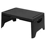 NULYLU Tragbarer Klappbarer Laptoptisch aus Pp mit Integriertem Stauraum Faltbar und Leicht zu Verstauen für Erwachsene Beim Reisen und Outdoor Einsatz in Schwarz