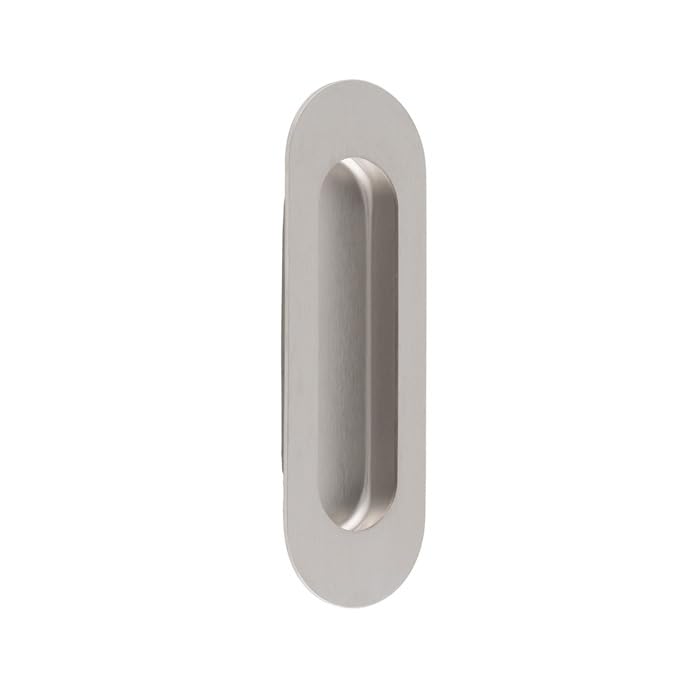 KOOPLES HARDWARE Radius Flush Pulls Steel Recessed Handles for Sliding, Cabinet, and Pocket Doors (Satin Stainless Steel)