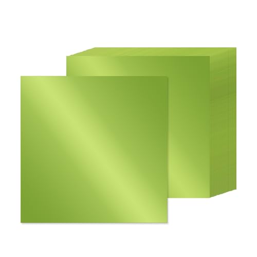 15 Sheets Green Metallic Cardstock Paper 12" x 12", 92lb/250gsm Thick Paper Foil Cardstock Shiny Mirror Paper Glitter Paper for Crafts Scrapbook Card