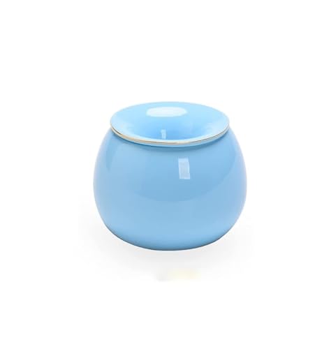 Ceniceros Cenicero de cigarrillos portátil a prueba de viento, bandeja de ceniza de cerámica con tapa de embudo, decoración de encimera/azul Antiolores(Green)