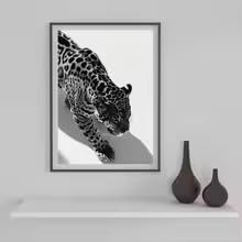 Toile pour chambre zen avec affiche léopard noir et blanc