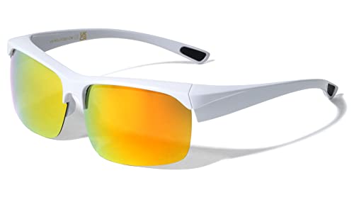 V.W.E. Men Half Rim Polarized Sport FIT OVER Sunglasses Wear Over Prescription Eyeglasses Color Mirror Fishing