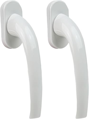 FELGNER Ensemble de 2 poignées de fenêtre Florenz | Qualité supérieure | Garniture de fenêtre | Sécurité des fenêtres avec noyau en zinc | Bouton rotatif facile à monter | Rosace ovale | blanc