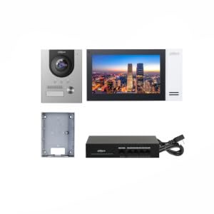 Kit Videocitofono IP Villa Montaggio a Superficie Postazione interna e Videocitofono e Switch PoE - KTP01L(S)