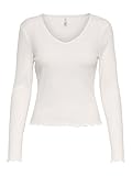 ONLY Onlina L/S V-Neck Top Jrs, Cloud Dancer, M Mujeres
