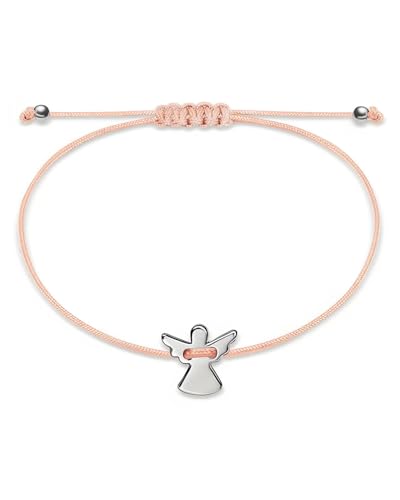 JUKOTA Pulsera con ángel de la guarda de plata con cuerda trenzada ajustable,...