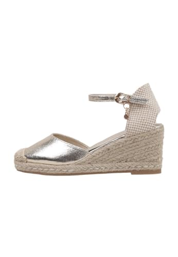 XTI 142334, Sandalias con cuña Tipo Alpargatas Mujer, Oro, 40 EU