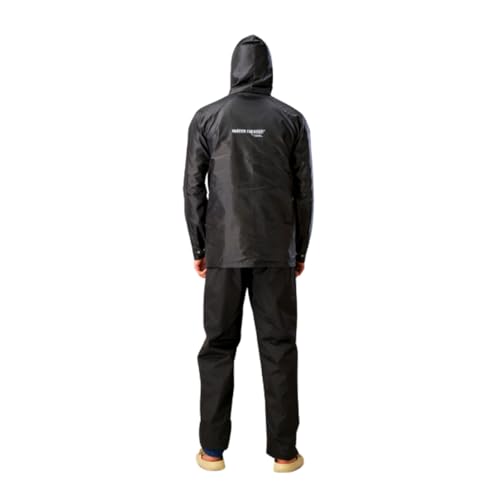 Image of ZEEL Rain Coat For Men with Adjustable Hood, Polyester Waterproof Full Sleeves Raincoat, Top and Bottom Set Rainwear, Front Zip with Flap, Lightweight Raincoat (EWF74, Black, L)