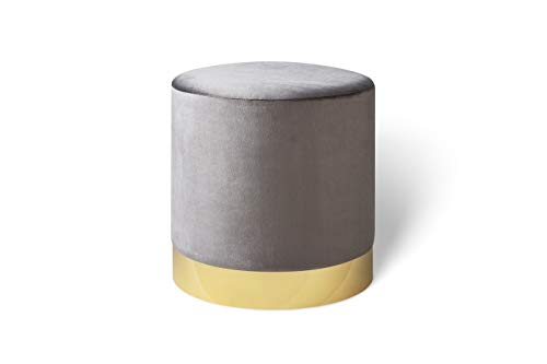 LIFA LIVING Puff Taburete de Terciopelo, Otomana reposapiés con Borde de Metal Dorado, para salón y Dormitorio