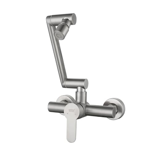 Grifo mezclador de acero inoxidable cepillado con diseño minimalista de pared y giro 360 4