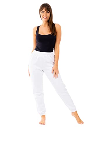 Image of Daisy Dreamer Womens Tracksuit Bottom Joggers Sweat Pants Fleece Trousers Loose Fit Gym Jog Pant Jogging Bottoms for Ladies, White Large