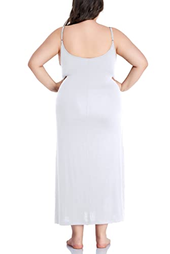 Papicutew Women's Full Slip For Under Dresses Plus Size Long Nightgown Cami Dress (20 Plus, White) #TOP2