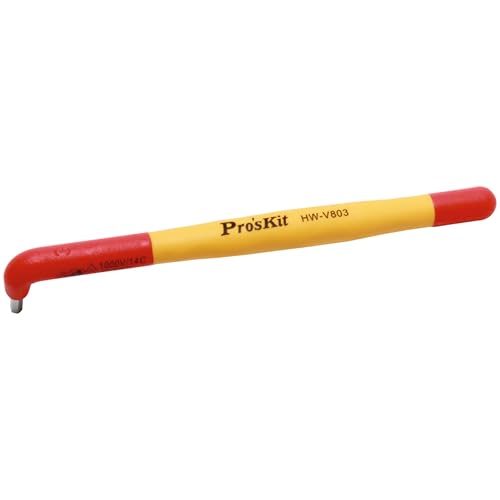 Image of ProsKit VDE 1000V Insulated Hex Key Wrench 3mm, S2 Alloy Steel Hex Allen Key with Ergonomic Non-Slip Handle for Electrical Maintenance & Industrial Applications