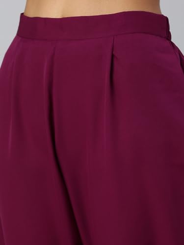 Image of Hritika Women Faux Georgette Sequin Pattern Regular Kurta Set (Purple, Hrkb0070Prple L)