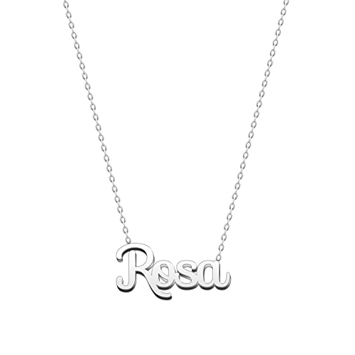 cotigo Collar Nombre Acero-Incluye Tarjeta con Significado Hermoso-Colgante Nombre Plateado o Dorado-Regalos Personalizados para Mujer-Cumpleaño-Navidad-Día de madre-San valentín (Rosa-p)