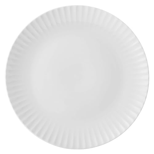 Image of Pfaltzgraff Fluted Grace 24 Piece Porcelain Plate and Bowl Dinnerware Set, Service for 8, Fluted Design, Durable for Everyday Use, White