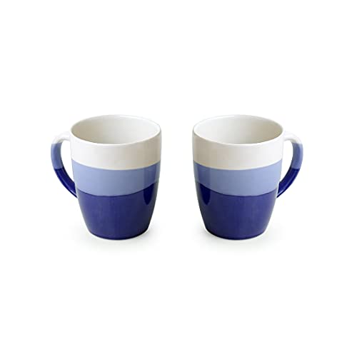 Image of ExclusiveLane 'Ocean Hues' Handcrafted Ceramic Coffee Mug Set of 2 (320 ML, Microwave Safe & Dishwasher Safe) - Ceramic Coffee Mugs For Tea Mugs Set Ceramic Mugs Milk Mug Pottery Mugs