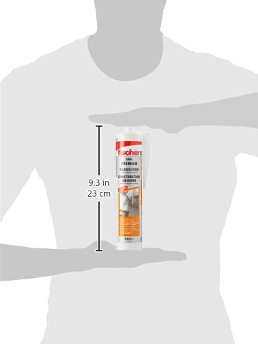fischer Premium-Bausilikon, geruchsarmes Silikon, wetterfeste Dichtmasse für Innen & Außen, Kartusche für zahlreiche Anwendungen und Baustoffe, Langzeitschutz vor Schimmel, 310 ml, transparent - Image 6