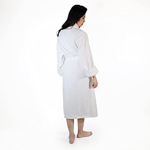 Superior Men's Traditional Premium Turkish Cotton Lightweight Long Bathrobe with Pockets- Large-X Large, White4
