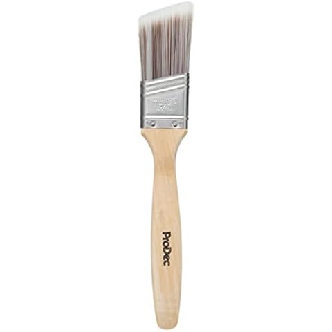 ProDec PBPT052 1.5 inch Premier Trade Professional Synthetic Long Handle Cutting In Paint Brush for Sharp Edge Lines Painting with Paints on Walls, Ceilings, Wood and Metal, 1.5" 38mm, Silver Cover