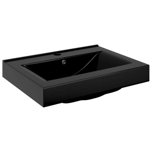 Lavabo de cerámica rectangular negro 60x46 cm de pared moderno 2