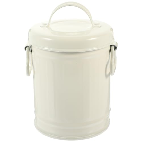 Image of KOMBIUDA Desktop Trash Can Desktop Wastebasket Counter Garbage Bin Trash Container Mini Dumpster Car Trash Can Bags Tabletop Iron Pencil Office Storage Barrel White