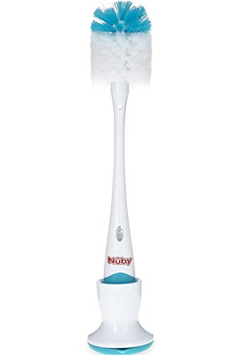 Image of Nuby 2 in 1 Bottle and Nipple Brush with Stand (Blue)