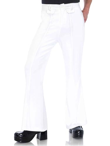 Pantalones de campana blancos unisex estilo disco de los años 70 en talla S-M para disfraces