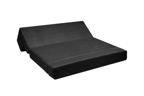 Image of Sofa Cum Bed with Jute Fabric, Convertible Three Seater Sofa Bed 5x6 Ft, Comfortable Cushioned Seating, Space Saving Design for Living Room, Bedroom & Guest Room - Black Color