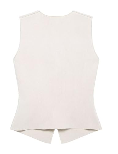 Women's 2025 V-Neck Sleeveless Knitted Sweater Vest Dressy Button Up Sweater Tank Tops Casual Outfits3