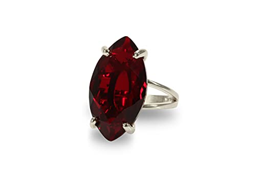 Cocktail Red Garnet Jewelry Ring - 925 Sterling Silver January Birthstone Ring - Wedding, Engagement, Anniversary, Vintage Rings For Women - Handmade Fashion Jewelry #TOP7