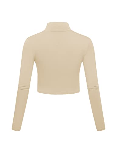 Image of Kindcall Lightweight Mock Turtleneck Crop Tops Long Sleeve Casual Base Layer for Women