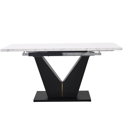 Moimhear Mesa de comedor extensible (99-159 × 75 cm), mesa de comedor extensible que ahorra espacio, amplia superficie de trabajo, diseño flexible, adecuada para oficina en casa y sala de estar, mesa