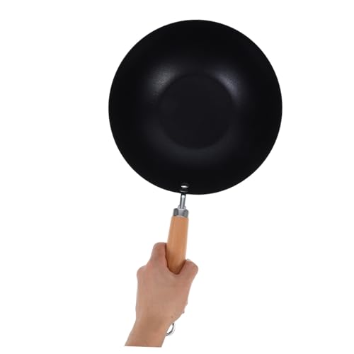 Wok de hierro con mango de madera antiadherente miniatura 4