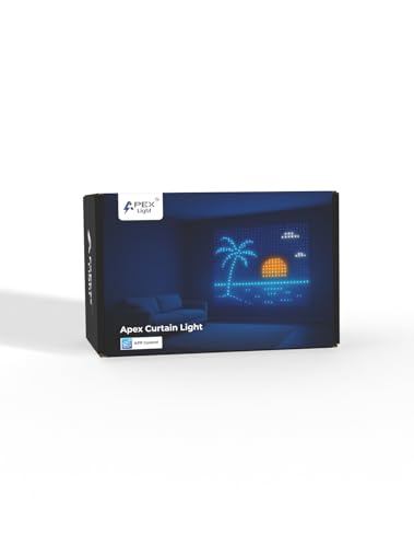 Image of Apex Curtain Light 2x2M Smart LED Curtain Lights with App Control, Music Sync, DIY Photo Display, 400 LEDs, Pixel Display, RGB Decorative Lights for Bedroom, Party, Festival & Gaming
