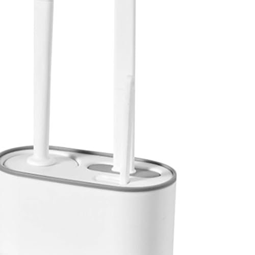 Image of Cyrank Toilet Brush, Toilet Brush with Ventilated Holder Toilet Bowl Brush Plunger Set Toilet Brush Plunger Combo for Restrooms(White)