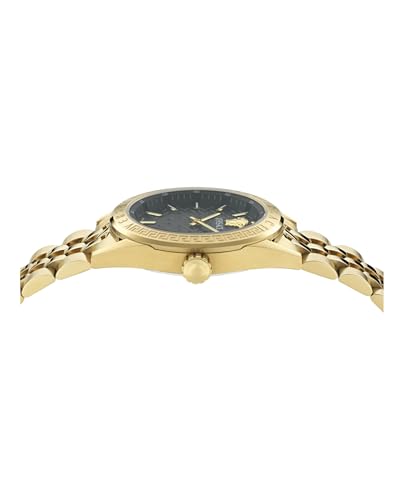 Versace V-Code Collection Luxury Womens Watch Timepieces with a Gold Bracelet and Case Featuring a Black Dial2