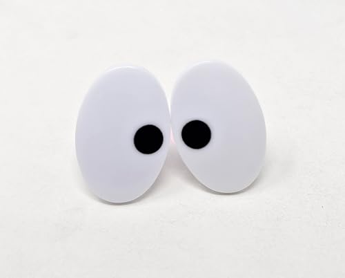 Pair of Zim's 25mm Oval Black and White Dot Comical Cartoon Plastic Safety Eyes for Craft Amigurumi Dolls, Toys or Puppets (Pack of 6)